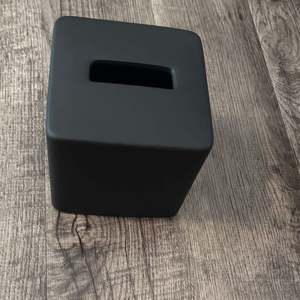 CB2 Matte Black Square Tissue Box Cover
